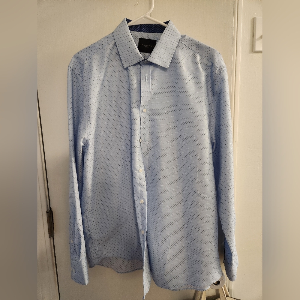 Light Blue Calabrum Polka Dot Dress Shirt